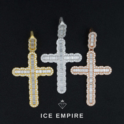 Iced Out Cross Gold Plated Moissanite Pendant