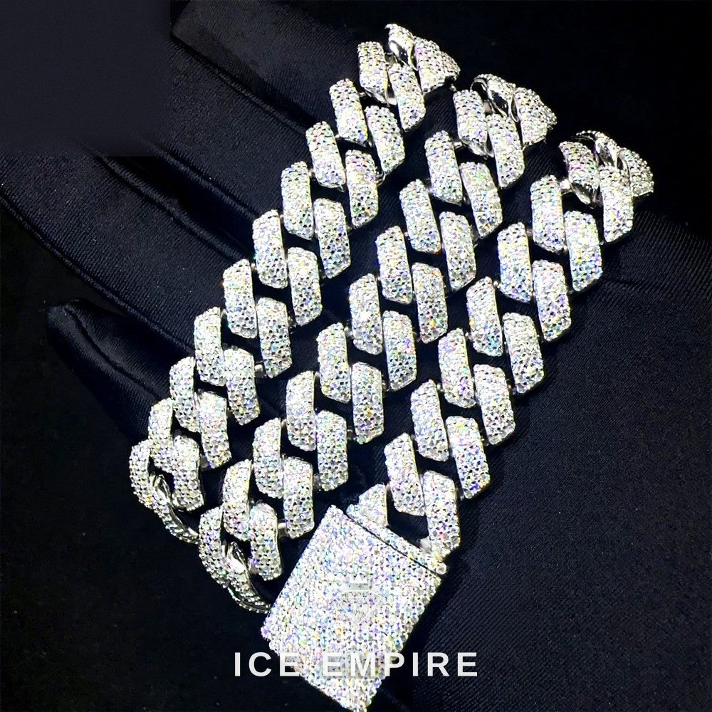 Iced Out 925 Silver Moissanite Cuban Chain