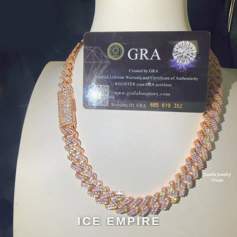 Iced Out Rose Gold Plated Moissanite Cuban Chain