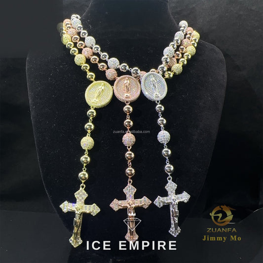 Iced Out Cross Rose Gold Plated Moissanite Pendant