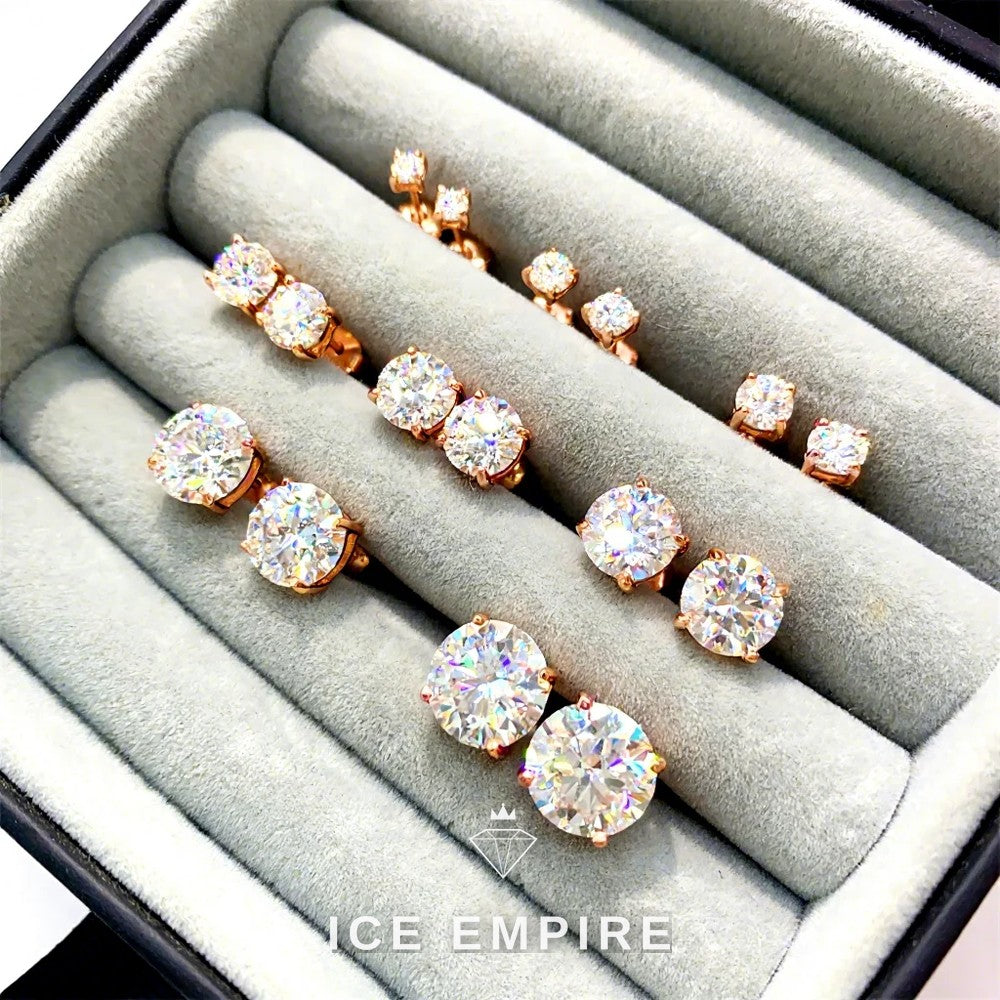 Iced Out Rose Gold Plated Moissanite Stud Earrings