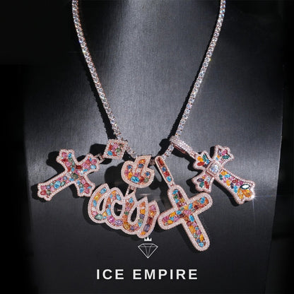 Iced Out Cross 925 Silver Pendant