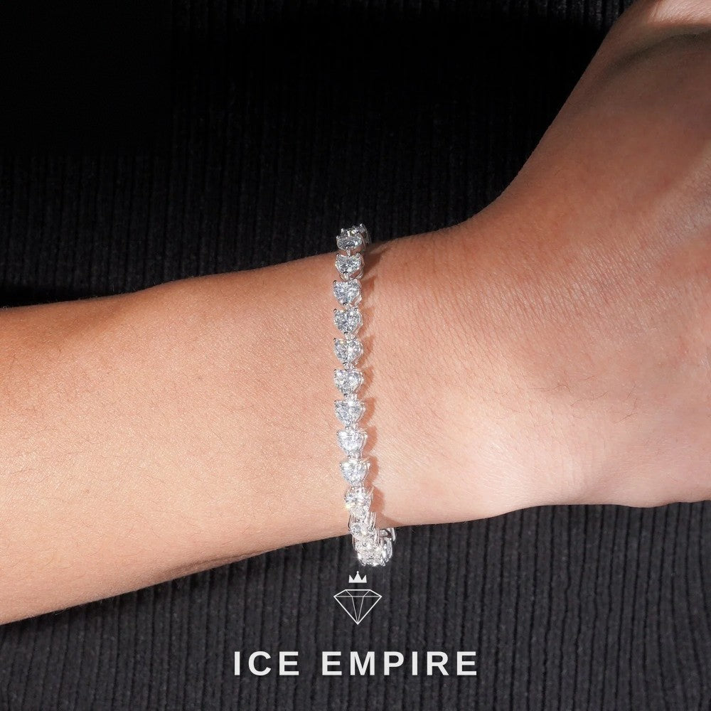 Iced Out Heart 925 Silver Moissanite Tennis Chain