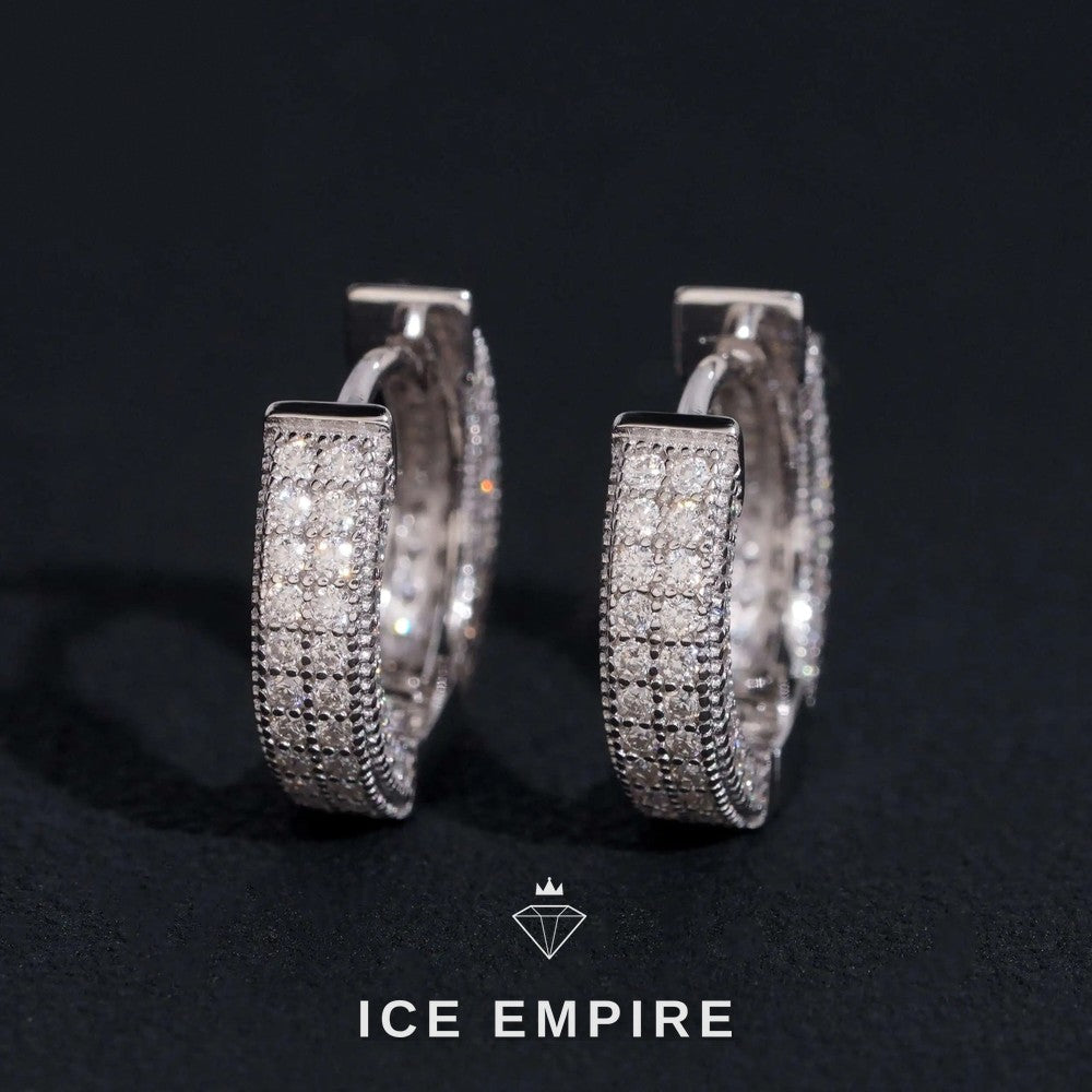 Iced Out 925 Silver Moissanite Hoop Earrings