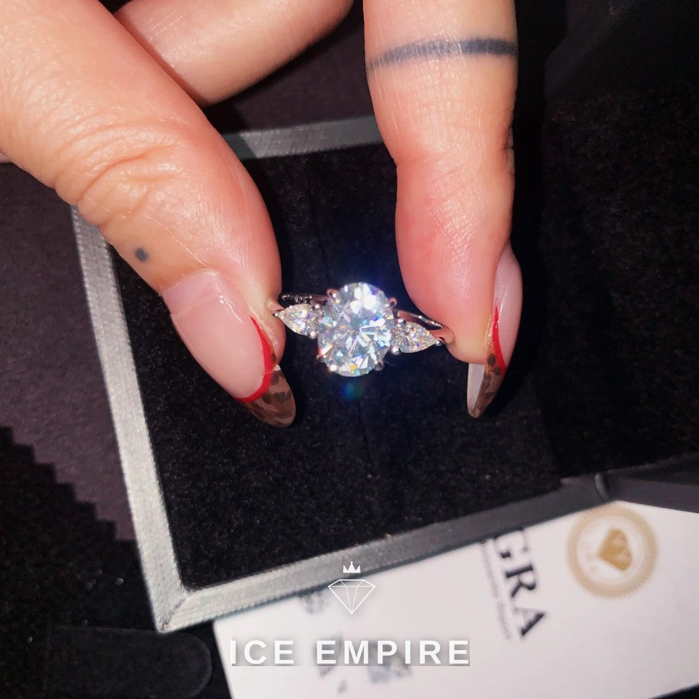 Iced Out 925 Silver Moissanite Engagement Ring