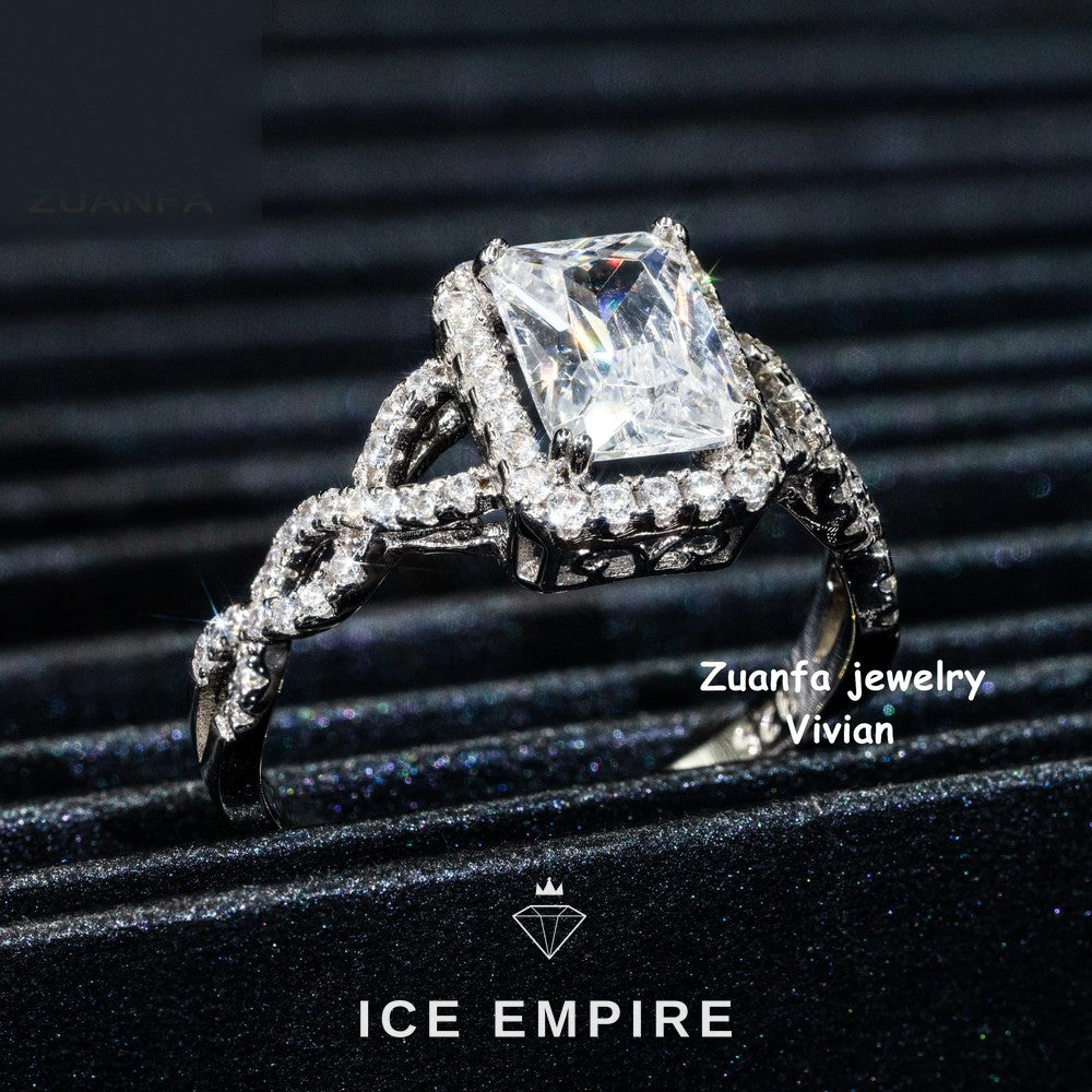 Iced Out 925 Silver Moissanite Ring