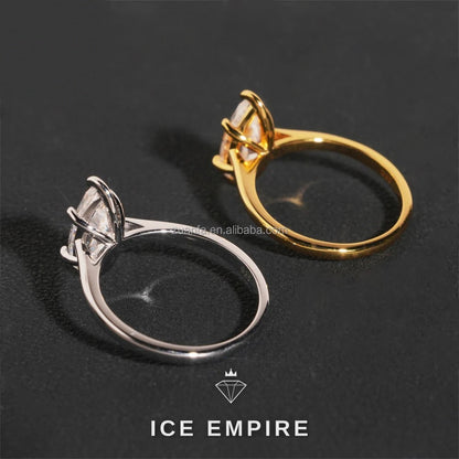 Iced Out 925 Silver Moissanite Engagement Ring