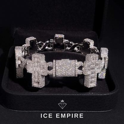 Iced Out Baguette Rose Gold Plated Moissanite Cuban Chain