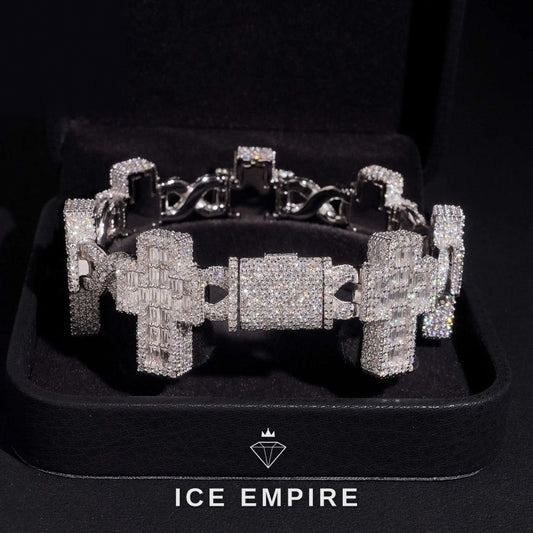 Iced Out Baguette Rose Gold Plated Moissanite Cuban Chain