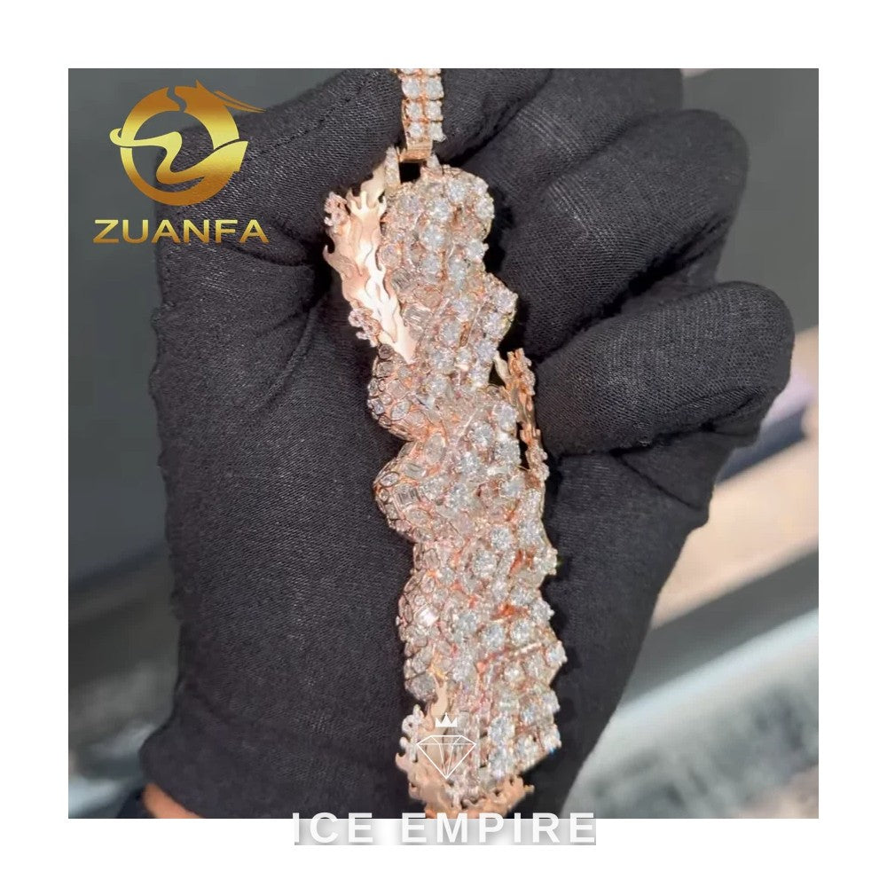 Iced Out Rose Gold Plated Moissanite Pendant