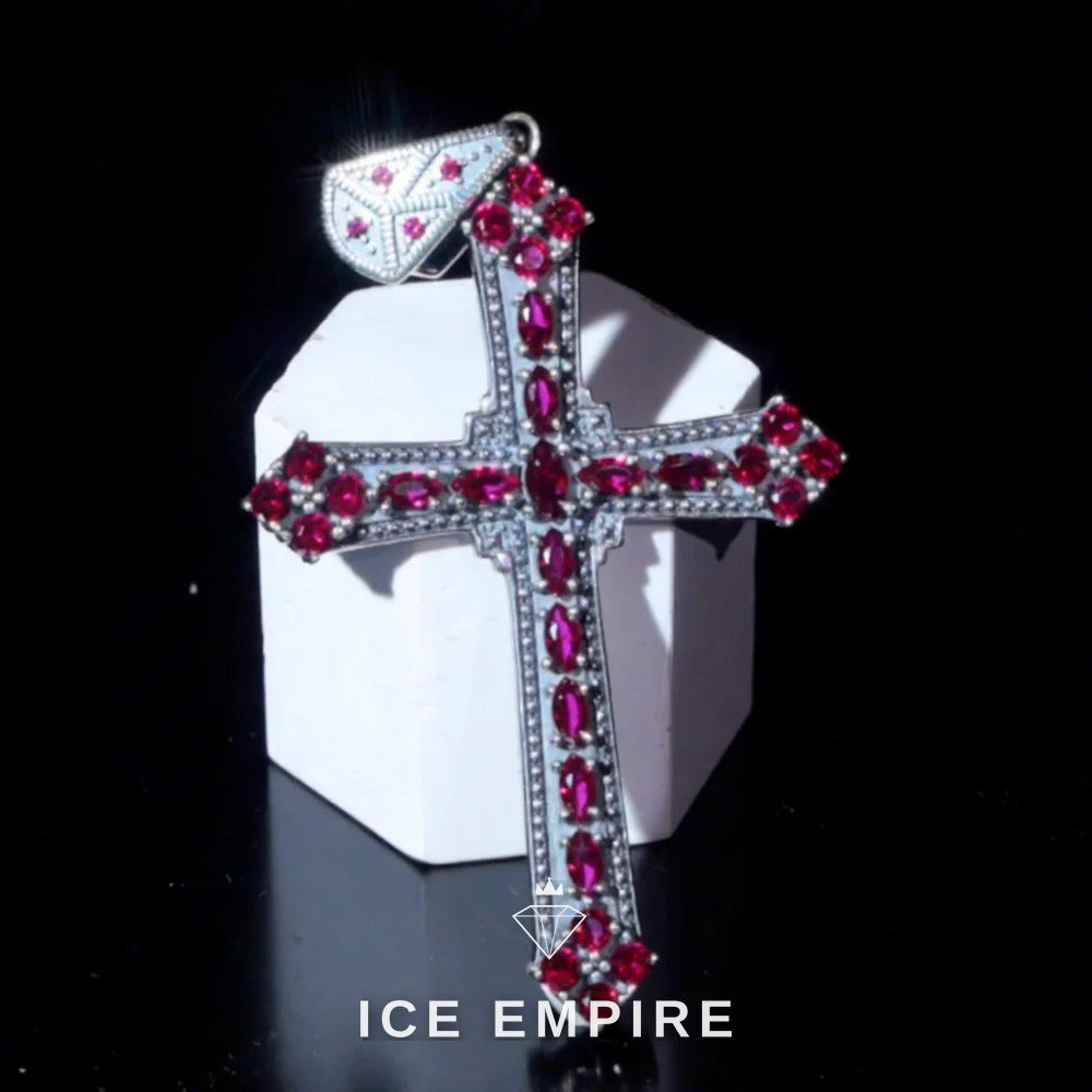Iced Out Cross 925 Silver Pendant