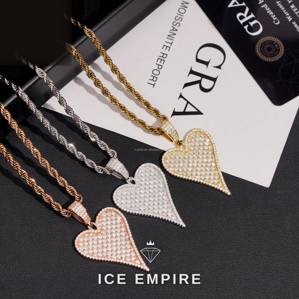 Iced Out Baguette Gold Plated Moissanite Pendant