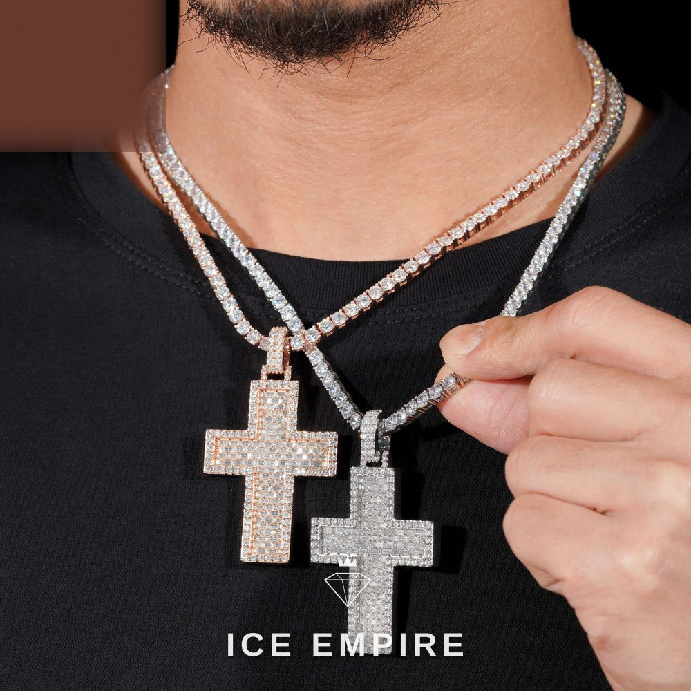 Iced Out Baguette 925 Silver Moissanite Pendant