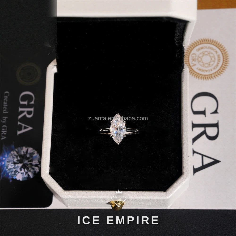 Iced Out 925 Silver Moissanite Engagement Ring