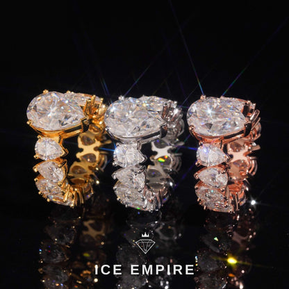 Iced Out Rose Gold Plated Moissanite Engagement Ring