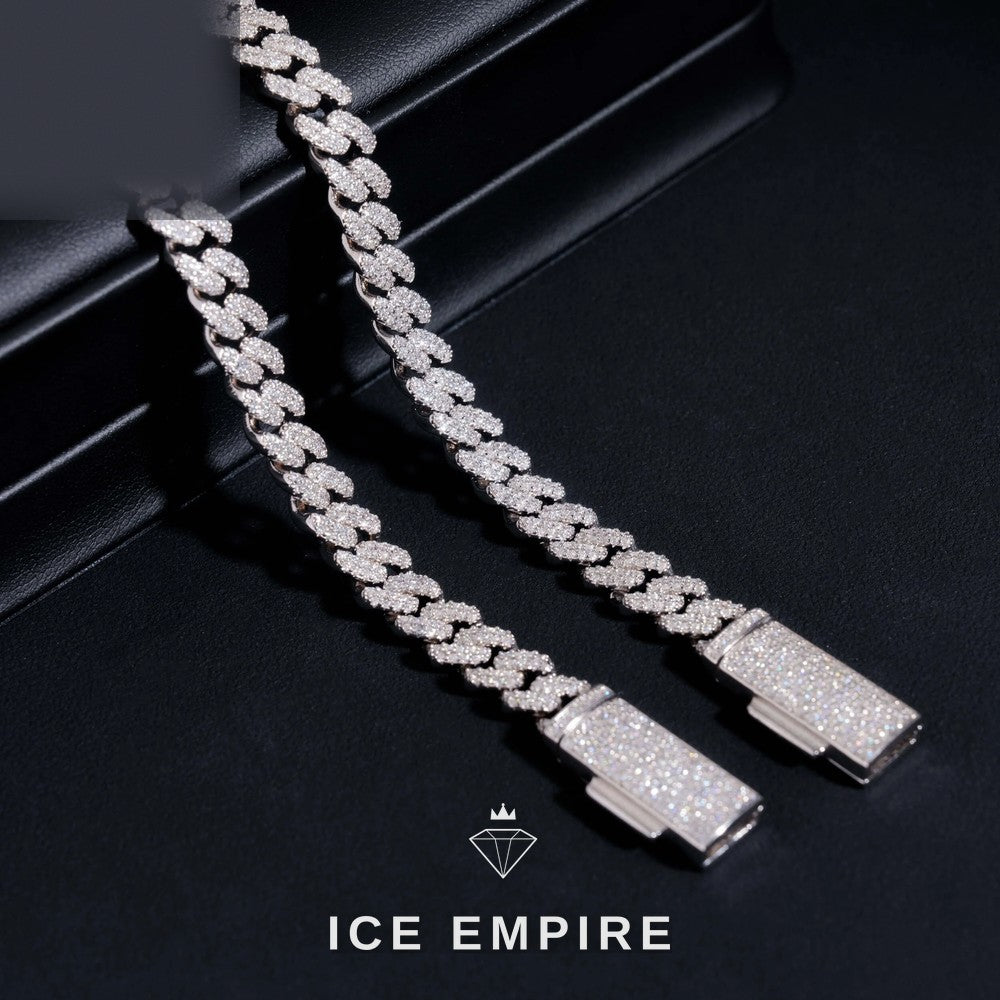 Iced Out 925 Silver Moissanite Cuban Chain