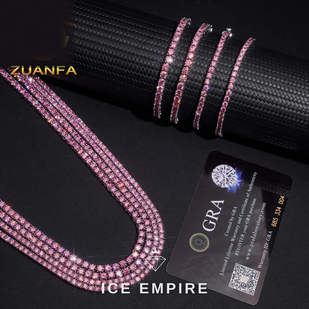 Iced Out 925 Silver Moissanite Tennis Chain