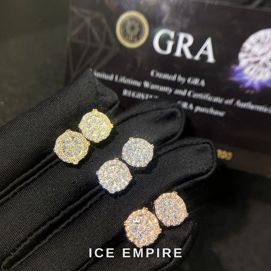 Iced Out Cluster 925 Silver Moissanite Stud Earrings