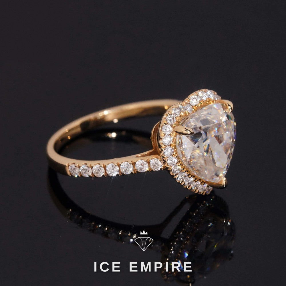 Iced Out Heart 14K Gold Moissanite Wedding Band