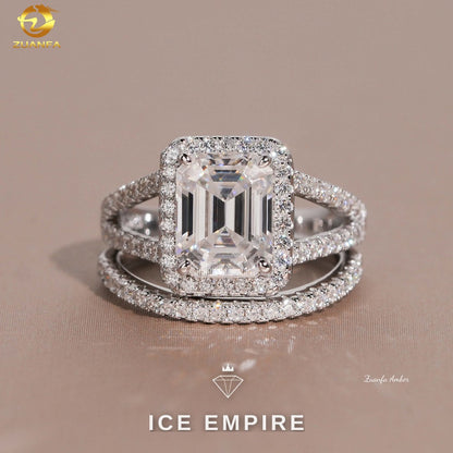 Iced Out 925 Silver Moissanite Wedding Band