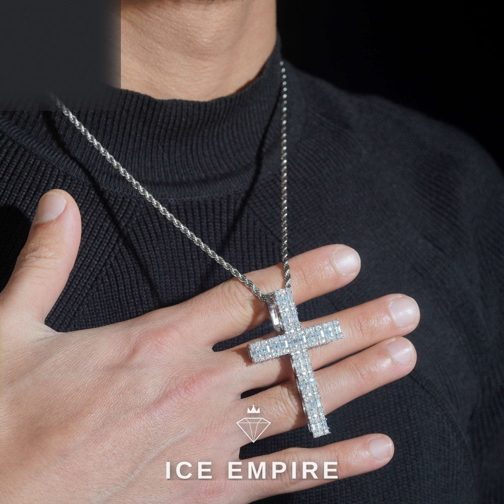 Iced Out Baguette 925 Silver Moissanite Pendant