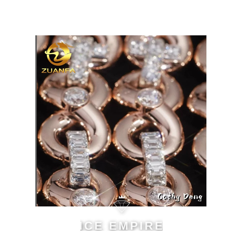 Iced Out Rose Gold Plated Moissanite Cuban Chain