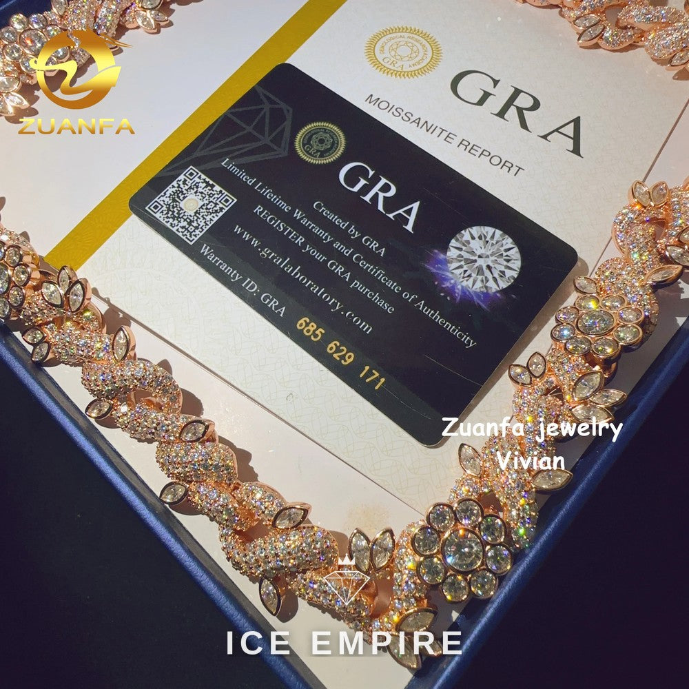 Iced Out Rose Gold Plated Moissanite Cuban Chain