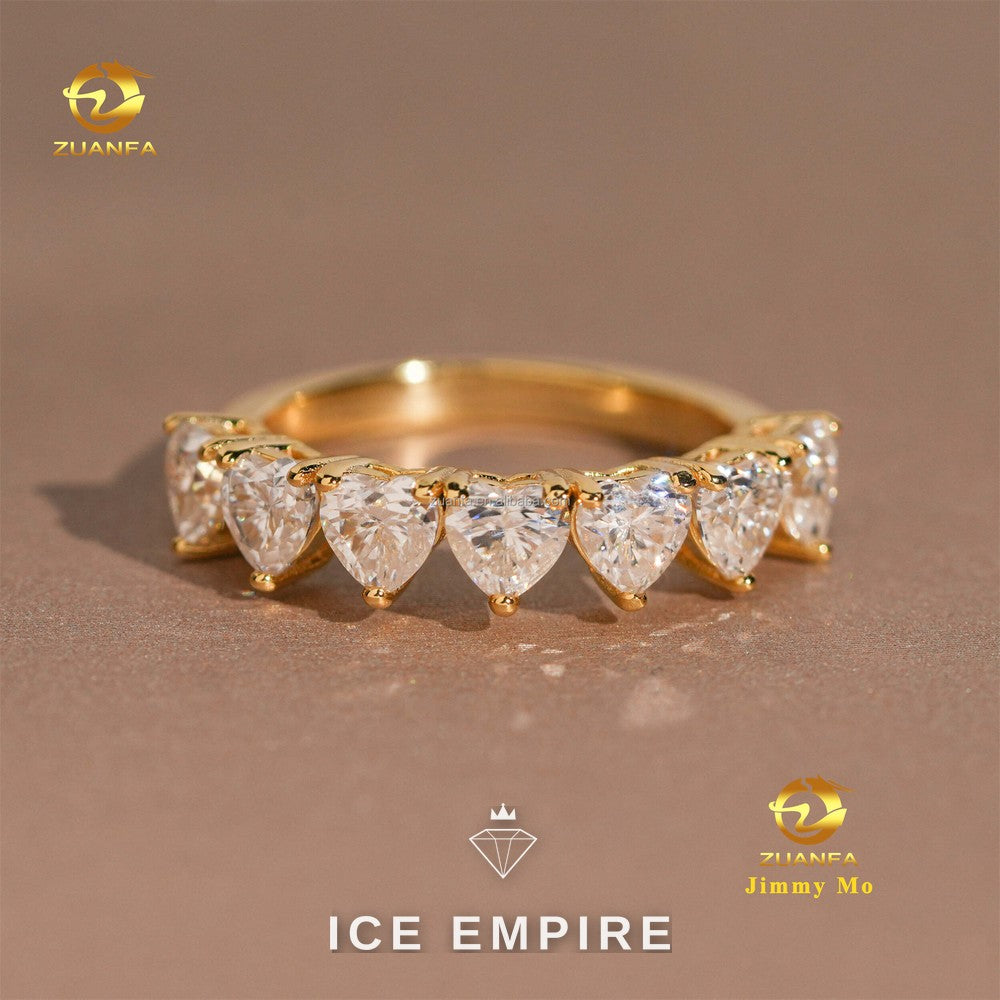 Iced Out Heart Gold Plated Moissanite Ring