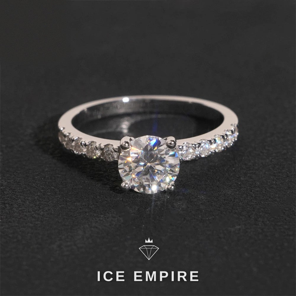 Iced Out Baguette 925 Silver Moissanite Engagement Ring