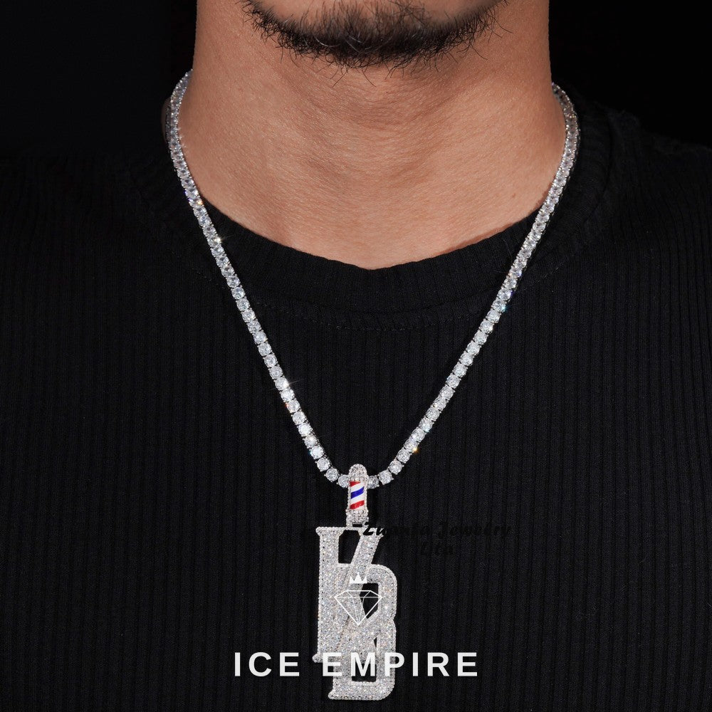 Iced Out Baguette 925 Silver Pendant
