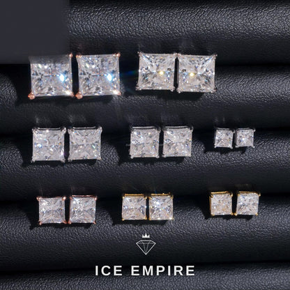Iced Out Cluster Rose Gold Plated Moissanite Stud Earrings