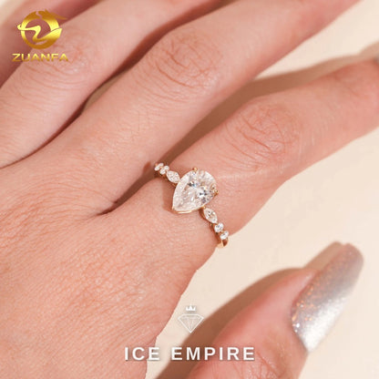 Iced Out 10K Gold Moissanite Engagement Ring