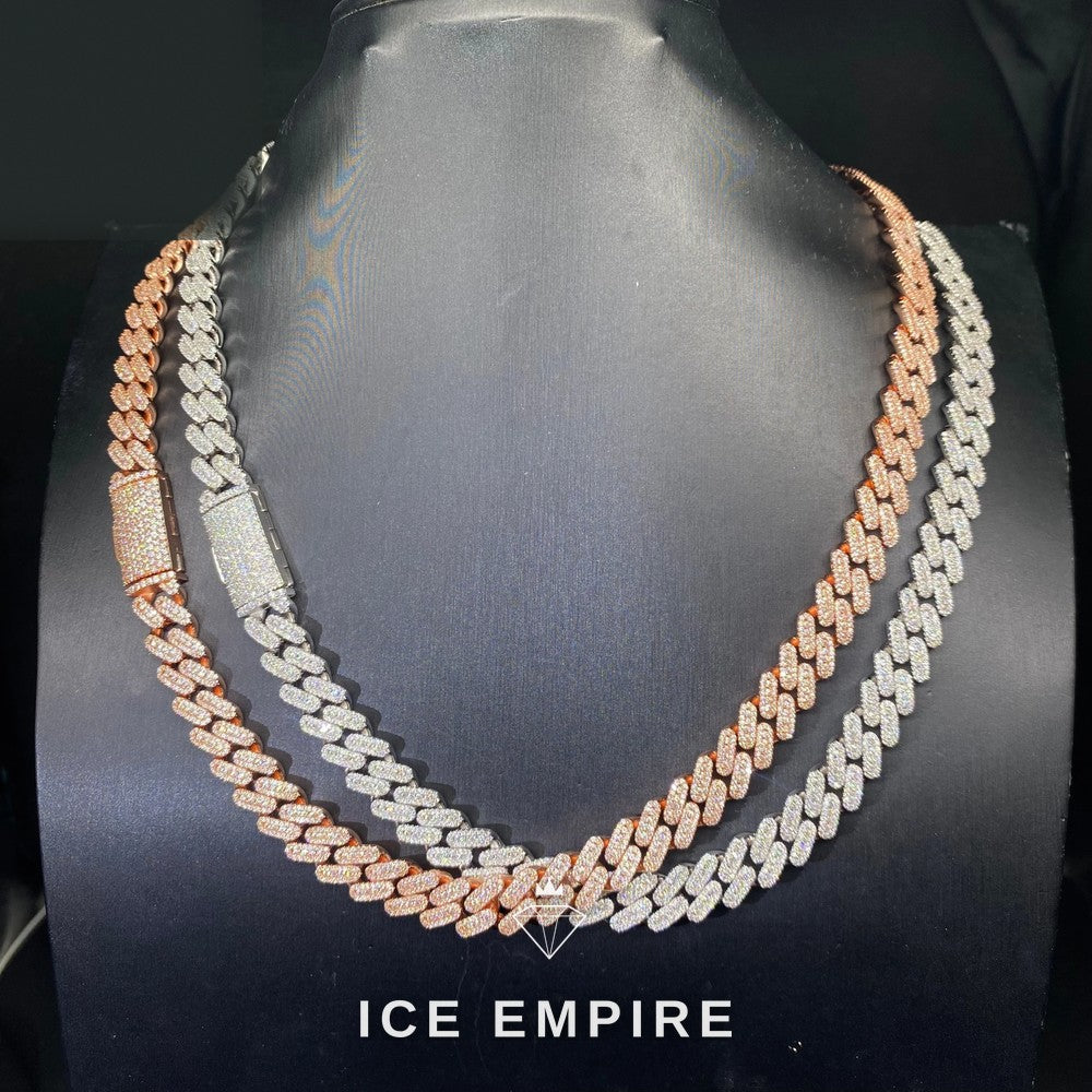 Iced Out Rose Gold Moissanite Cuban Chain