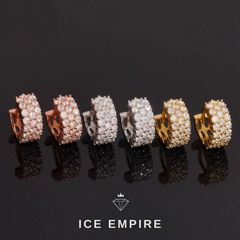 Iced Out 925 Silver Moissanite Hoop Earrings