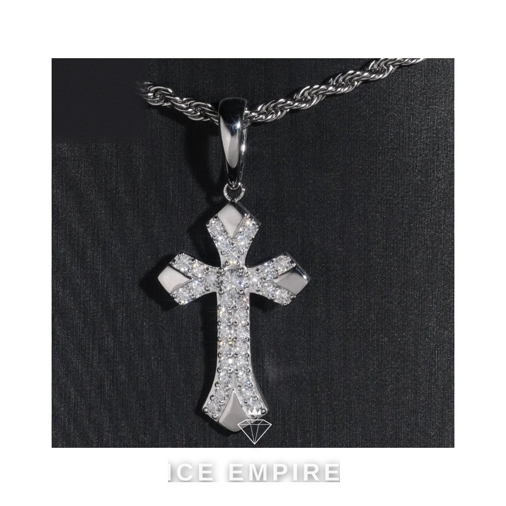 Iced Out Cross 925 Silver Pendant