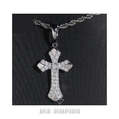 Iced Out Cross 925 Silver Pendant