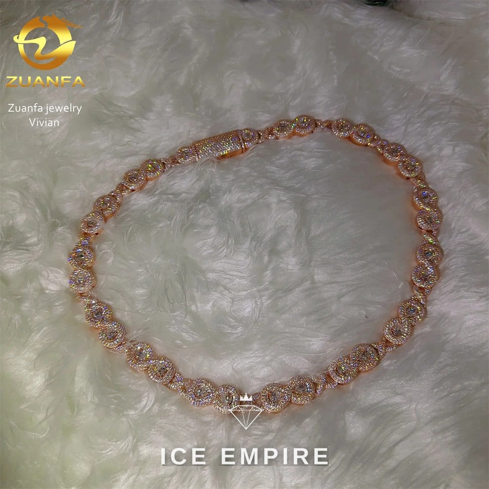 Iced Out Rose Gold Plated Moissanite Cuban Chain