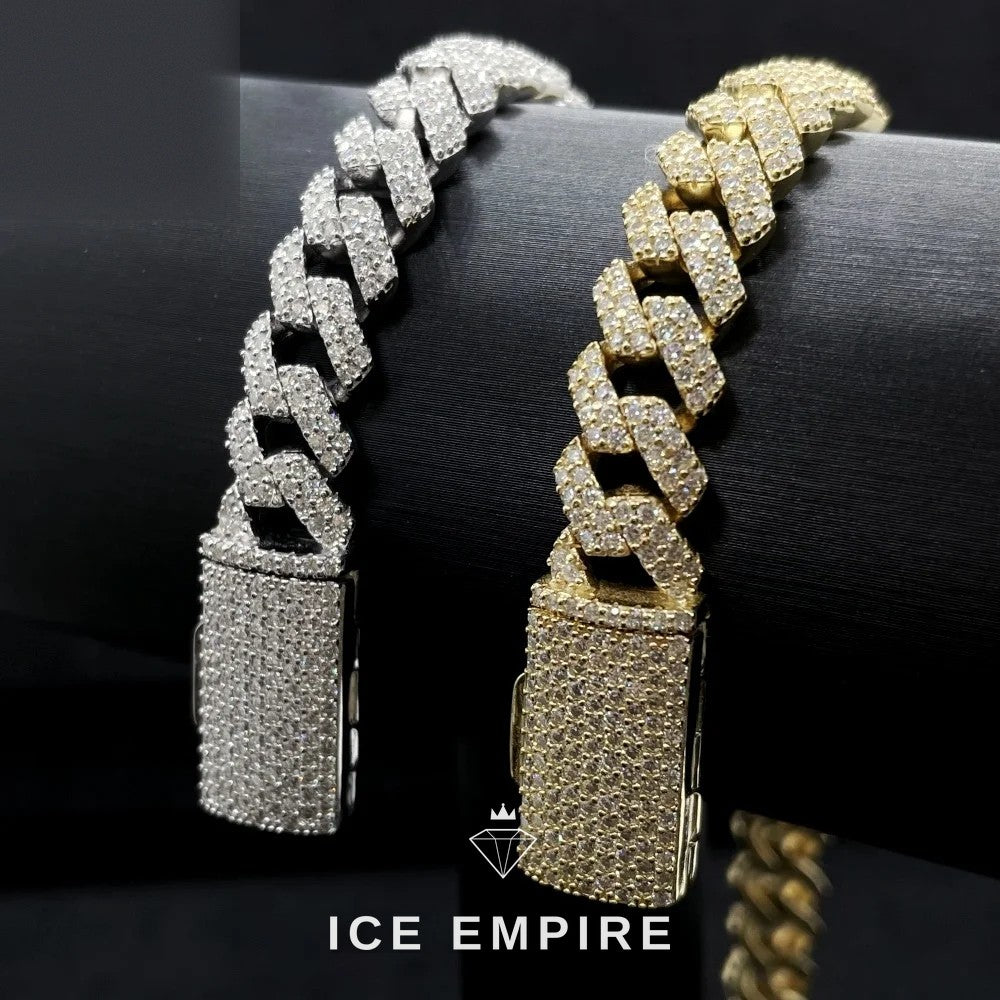 Iced Out 925 Silver Moissanite Cuban Chain