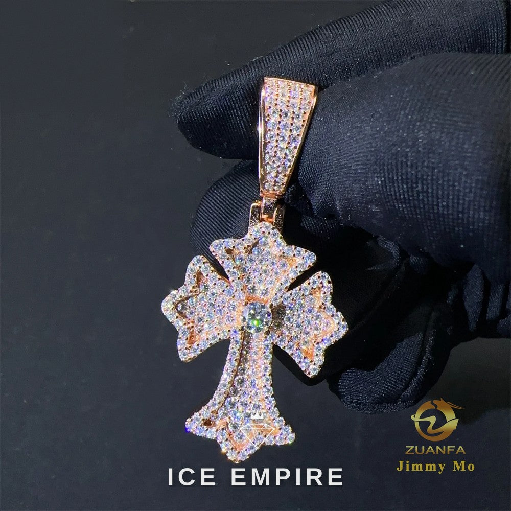 Iced Out Cross 925 Silver Pendant