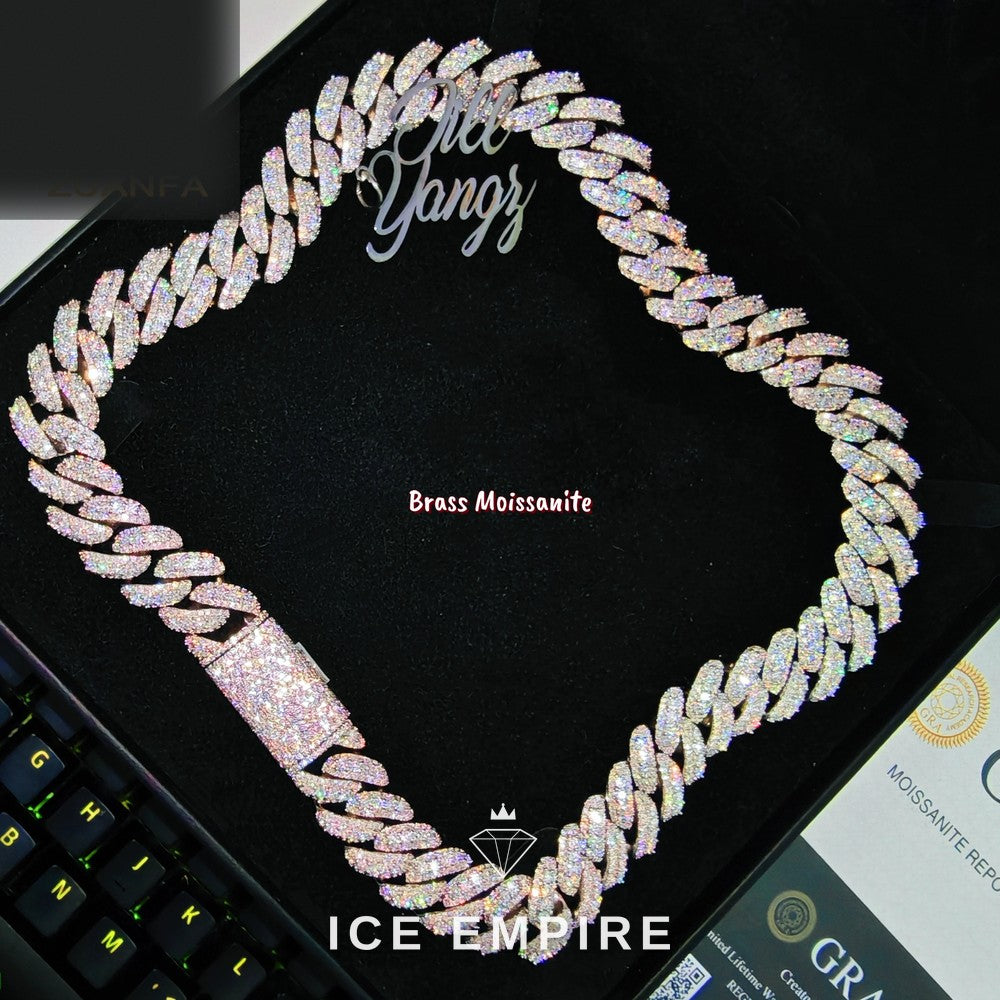 Iced Out Rose Gold Plated Moissanite Cuban Chain