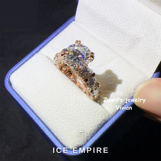 Iced Out Rose Gold Plated Moissanite Ring