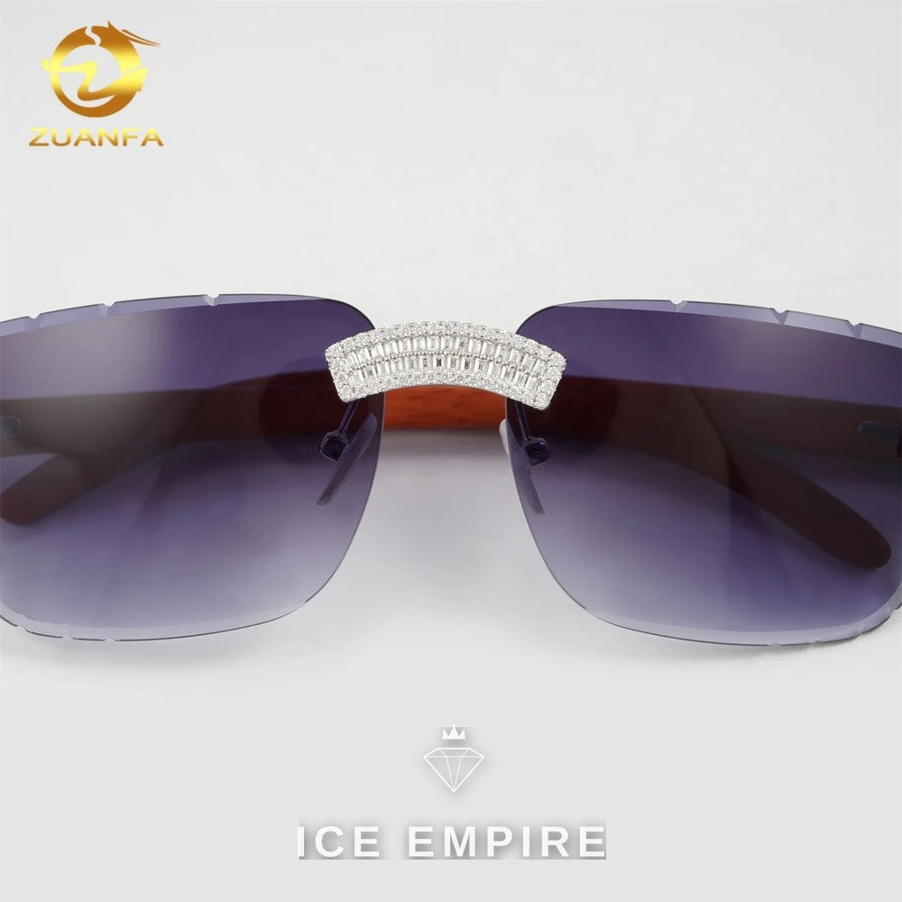 Iced Out Baguette 925 Silver Moissanite Glasses