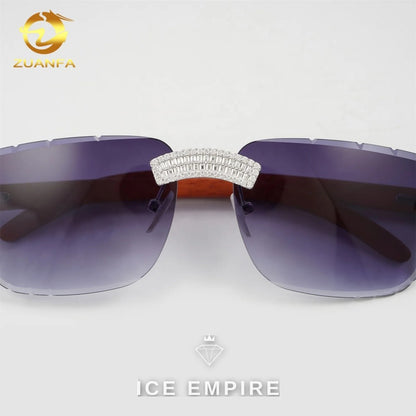 Iced Out Baguette 925 Silver Moissanite Glasses