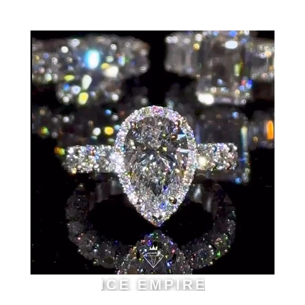Iced Out Gold Plated Moissanite Engagement Ring