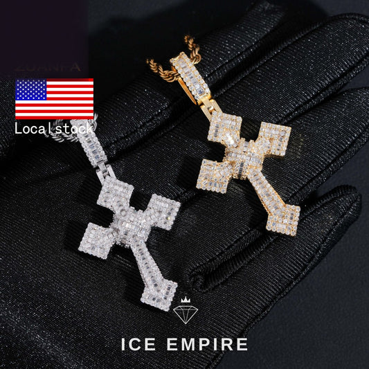 Iced Out Cross Gold Plated Pendant