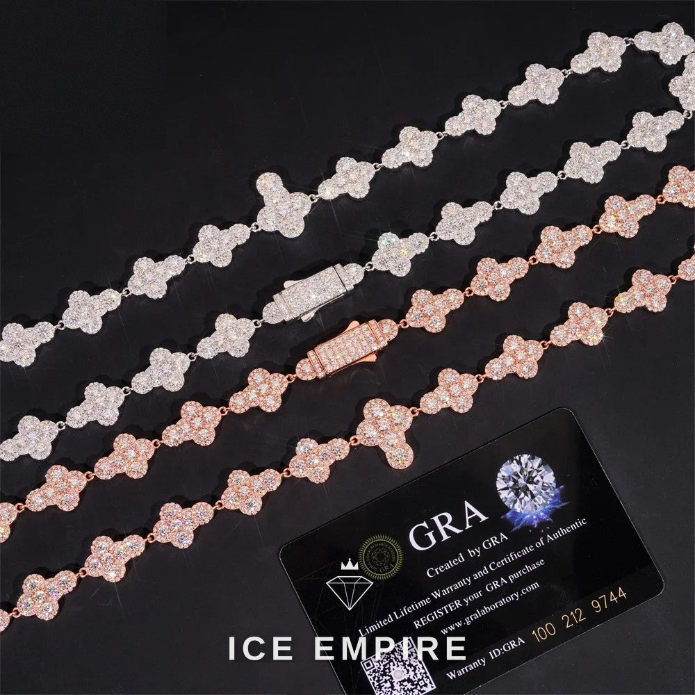 Iced Out Cross Rose Gold Plated Moissanite Cuban Chain