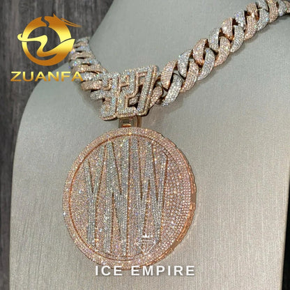 Iced Out Baguette Rose Gold Plated Moissanite Cuban Chain