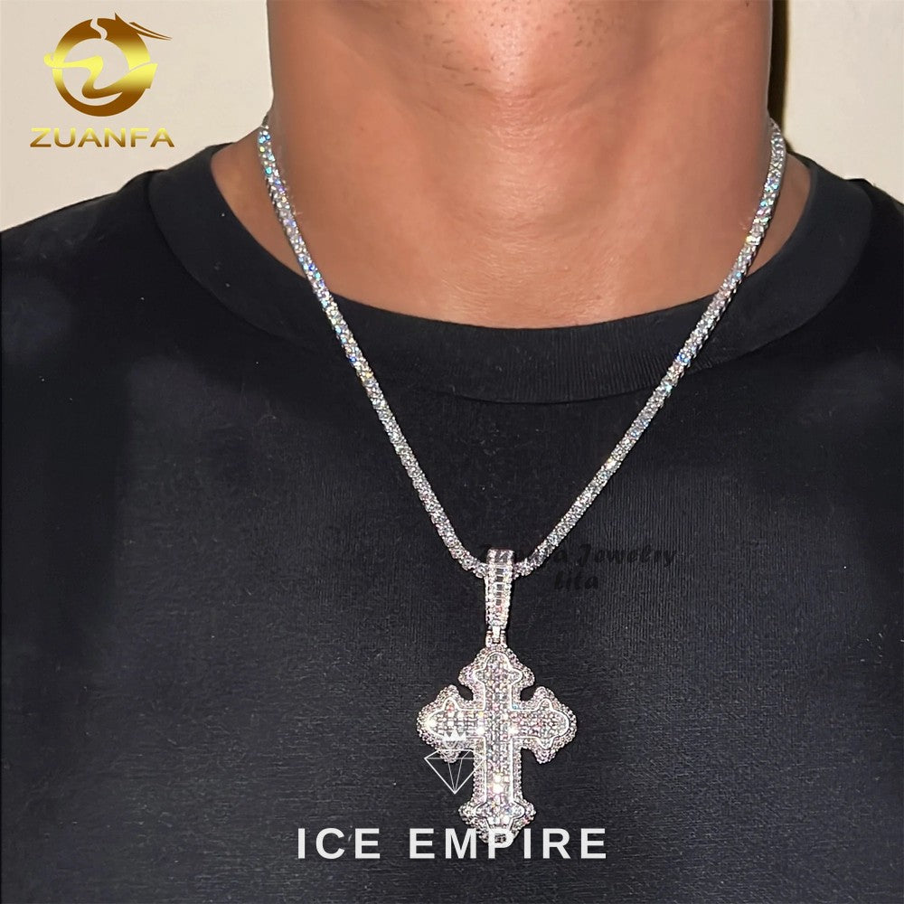 Iced Out Baguette 925 Silver Pendant