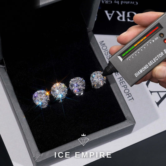 Iced Out 925 Silver Moissanite Stud Earrings