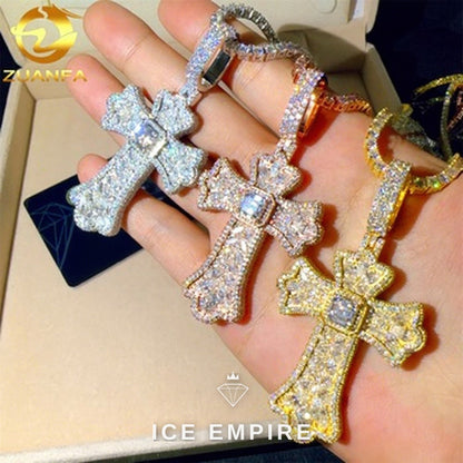 Iced Out Cross 925 Silver Pendant